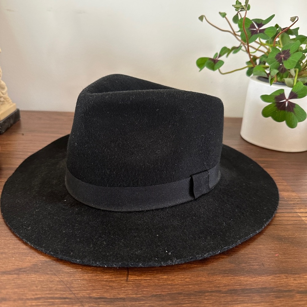 Madewell Black Wide-Brim Wool Fedora